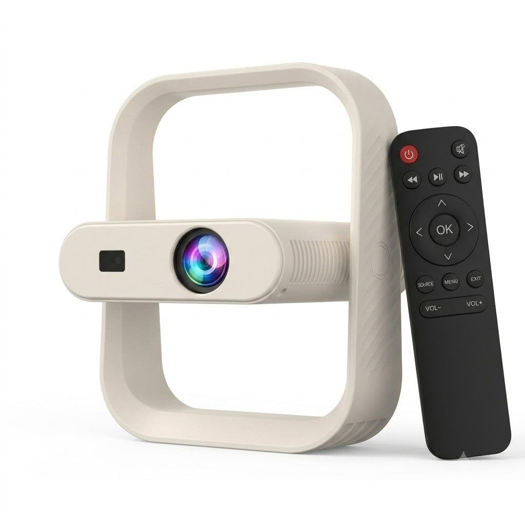 TECHNOVIEW Projector, 1080p and 4k HD Supported, Electric Focus & Auto Keystone, Support All OTT Apps, 180? Gimbal Stand, Upto 100" Screen