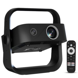 WZATCO Yuva Go Ultra Google TV Official Smart Projector 4k Ultra HD, Native 1080P, 13000 Lumens, WiFi 6, Bluetooth 5.4, HDMI, USB, Auto Focus, Room Home Cinema, Black