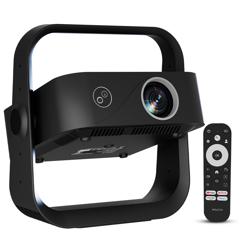 WZATCO Yuva Go Ultra Google TV Official Smart Projector 4k Ultra HD, Native 1080P, 13000 Lumens, WiFi 6, Bluetooth 5.4, HDMI, USB, Auto Focus, Room Home Cinema, Black