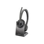 Poly - Voyager 4320 UC Wireless Headset + Charge Stand (Plantronics) - Headphones with Boom Mic - Connect to PC/Mac via USB-C Bluetooth Adapter, Cell Phone via Bluetooth - Works with Teams, Zoom &More