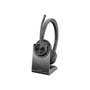 Poly - Voyager 4320 UC Wireless Headset + Charge Stand (Plantronics) - Headphones with Boom Mic - Connect to PC/Mac via USB-C Bluetooth Adapter, Cell Phone via Bluetooth - Works with Teams, Zoom &More