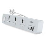 GM Cuba 3341 Extension Board with USB Port Type A & C | 2500 Watt Switch Board Surge Protector | Spike Guard with 1.8 Mtr Cord, 3 International Sockets | Fireproof Upto 750 Degree | 1 Year Warranty