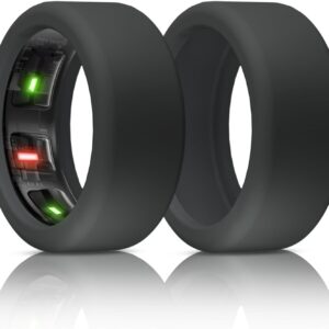 MORUS 2-Pack Silicone Ring Case Compatible with Gabit Ring, Oura Ring Cover Protector, Elastic Case for Oura Ring Gen 4/3 Working Out - Patent Protected (2 Pcs, Black, S for 6 7 8 9 10)