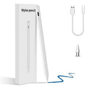 Universal Stylus Pen for Touchscreens, Rechargeable Fine Tip Digital Pen for Writing, Drawing & Note-Taking, Works with Compatible ipad & Android and iOS Devices (White)