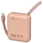 Portronics Aero 10 10000 mAh 20W Fast Charging Mini Power Bank with Detachable Type C Cable, Type C PD Input/Output Port, LED Indicator, Wake Up Button, Strong Lanyard, Light Weight (Mocha)
