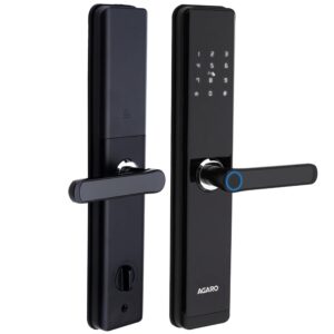 AGARO Royal Smart Door Lock with Handle, Auto Lock, Unlock with Finger Print/RFID Card/PIN Access/App with Bluetooth/Manual Key Access, Digital Door Lock, Anti-Theft Lock, Home Safety, Black