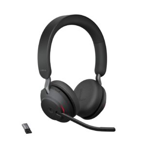 Jabra Evolve2 65 MS Stereo Wireless Bluetooth Headset with Link380/390a USB-A Adapter, 3-Mic Call Technology, 37 Hours Battery, Busylight, Microsoft Teams Certified ? Black