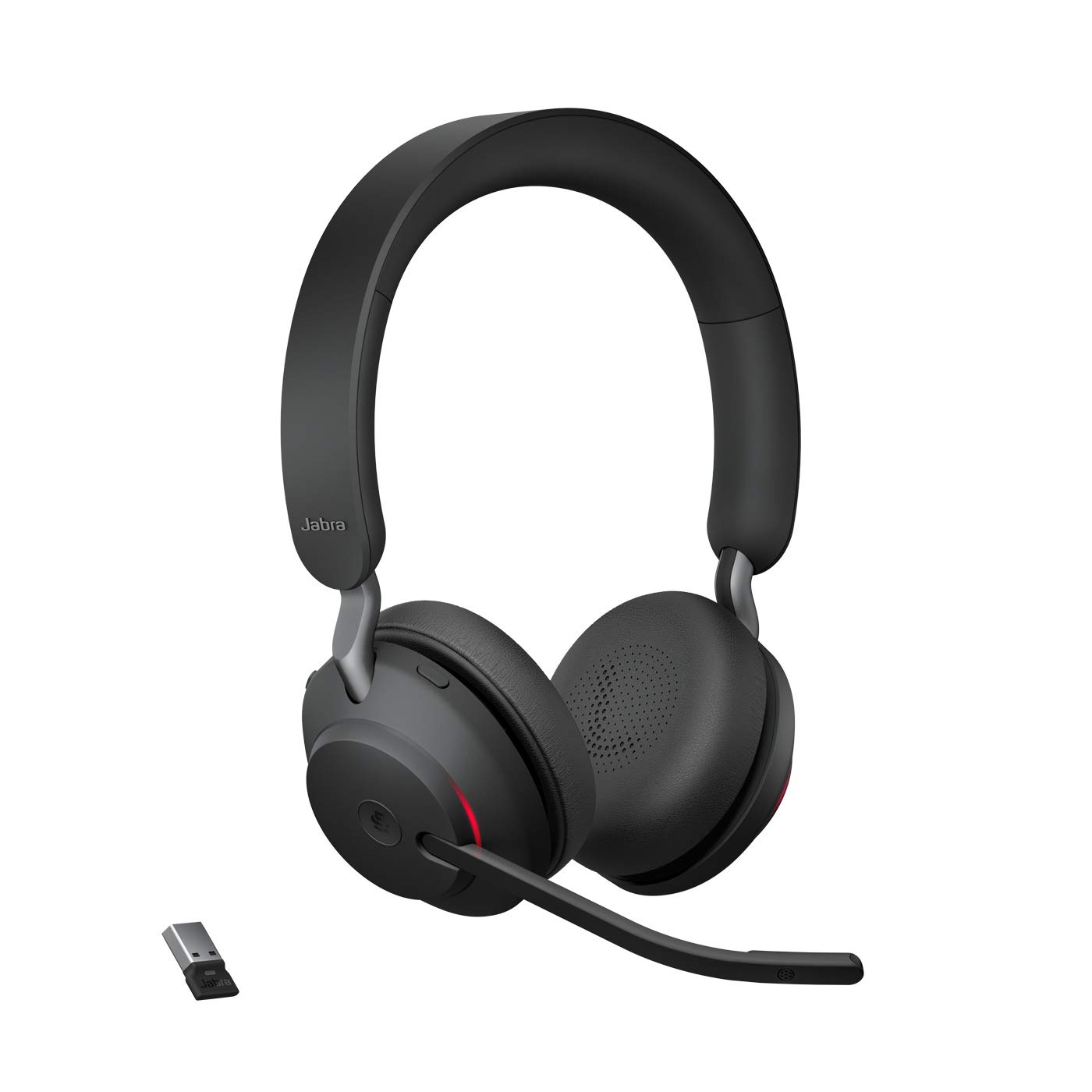 Jabra Evolve2 65 MS Stereo Wireless Bluetooth Headset with Link380/390a USB-A Adapter, 3-Mic Call Technology, 37 Hours Battery, Busylight, Microsoft Teams Certified ? Black