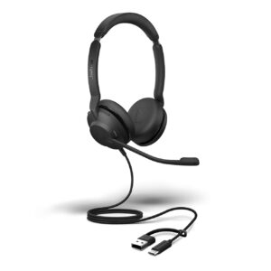 Jabra Evolve2 30 SE UC Stereo USB C/A Binaural Headset USB Headphone with Mic UC Stereo USB-C to USB-A Connectivity Noise Cancelling Leather Cushion for All Day Comfort Teams/Zoom Support