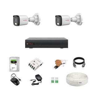 CP Plus illumax 2.4MP 4 Channel DVR, 2.4MP 2 Bullet Cameras [Color Night Vision + Built-in Audio MIC + SMART Dual Light + Motion Detection] + 1 TB HDD + 4 CH SMPS + CCTV Cable + BNC/DC