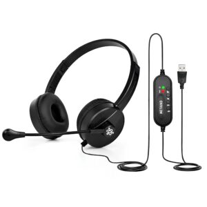 Metaind Wired USB Headphone with Noise Cancelling Mic | HD Sound & Comfort for Zoom, Teams & Call Centers | USB Headset for PC & Laptop | Model: Meta_MT50 (Black)