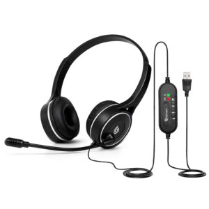 USB Headphone with Noise Cancellation Mic | Light Weight Wired Headset for Online Meetings & Office Calls | USB Headphones for PC & Laptop | Model: Pro-Tech 630 (Black)
