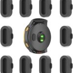 Dust Plug Compatible with Garmin Forerunner 70/170/165/965/970/570/265/255/945, Fenix 9/9 Pro/8/7/7X/6/6X Pro/5/5X, Instinct 3/2/2X, Venu 4/3/2 Silicone Charger Port Protector 10 Pack, Black