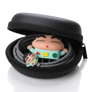 JAMPOD for iPhone Charger Protector Case 18W/20W with Carry Black Case Combo Set 5 in 1 Silicone, 3D Cute Kawaii Aesthetic Charger Protective Design for Apple Chargers Only - Sinchan