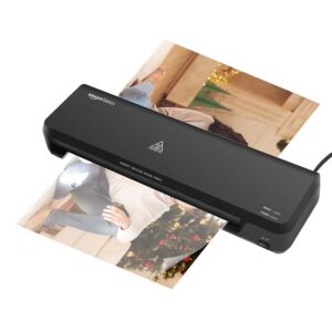 Basics Hot A4 Thermal Laminating Machine/Laminator A401 | Quick 5-Min Warm-Up | Push Button Pause | Durable Thermostats (100 Cycles) | 26.72 cm/min Speed | for Photos, IDs, Documents (Black)
