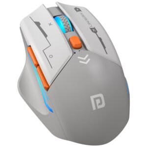 Portronics Vader Max Wireless Rechargeable Mouse, Thumb Support, Bluetooth 5.3 & 2.4 GHz Dual Mode, 6-Button Control, Adjustable DPI Up to 2400,Universal Compatibility for Laptop,Desktop,Gaming(Grey)