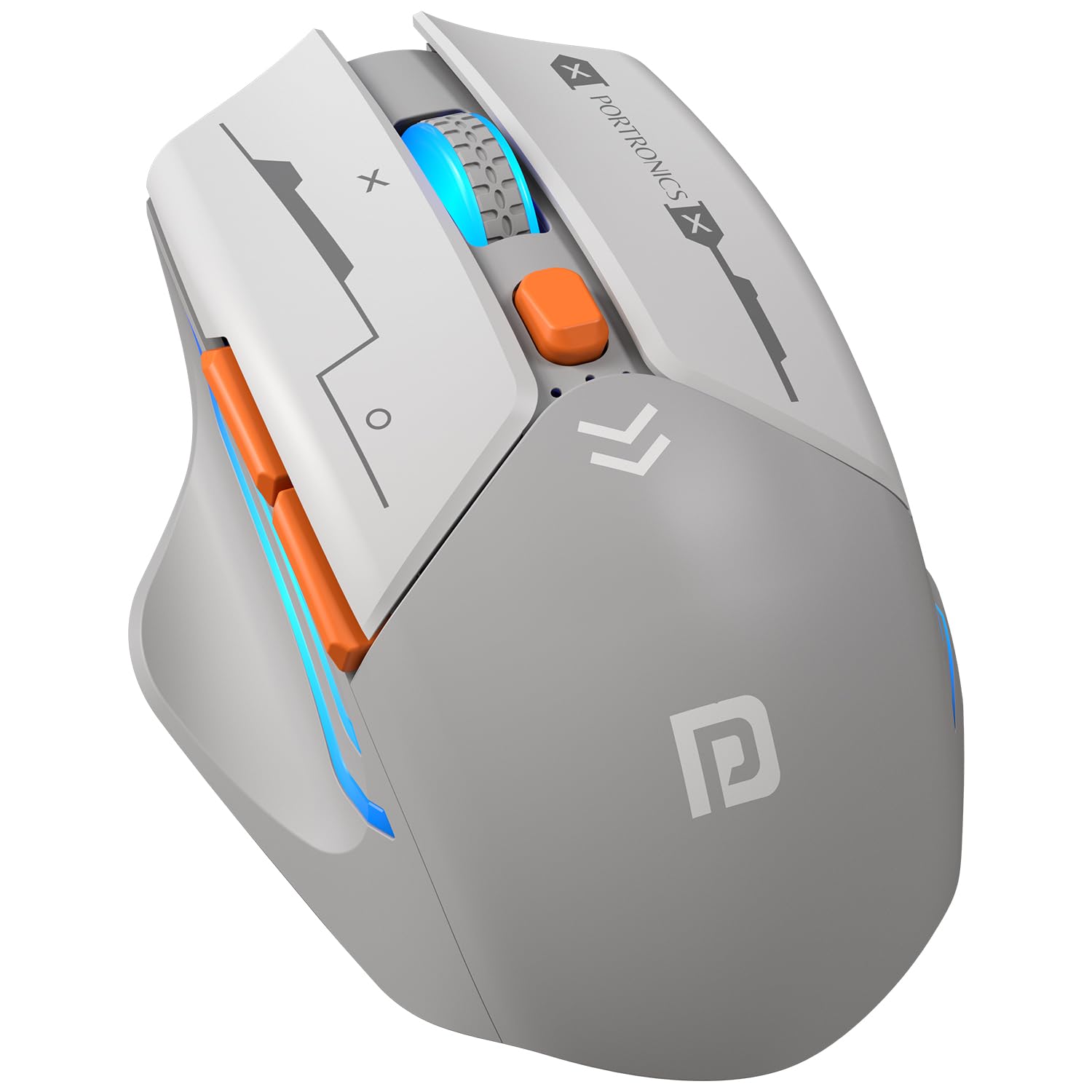 Portronics Vader Max Wireless Rechargeable Mouse, Thumb Support, Bluetooth 5.3 & 2.4 GHz Dual Mode, 6-Button Control, Adjustable DPI Up to 2400,Universal Compatibility for Laptop,Desktop,Gaming(Grey)