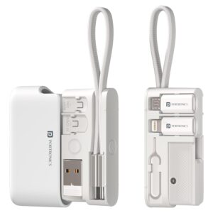 Portronics Snapcase Ultra Multifunctional 8-in-1 Cable & tool Kit, 60W Fast Charging, USB-A, Type-C to Type C, 8-Pin & Micro Adapters, SIM & Micro SD Holder, High-Speed Data transfer, White