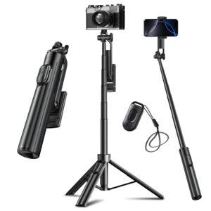 Celfiexpt Selfie Stick Tripod Portable 50" Extendable Bluetooth Mobile Tripod with 360? Adjustable Holder, Phone Stand for Video Recording Shooting Vlogging YouTube Cooking, Black