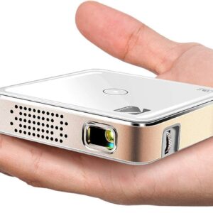 Kodak Ultra Mini Portable Projector - 1080p HD LED DLP Silver Rechargeable Pico Projector, 80" Display, Built-in Speaker, HDMI USB Micro SD, Compatible with iPhone iPad Android
