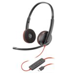 Poly (Plantronics) Blackwire 3220 Stereo Headset, On Ear w/Noise-canceling mic, 118g, Connect to Mobile/Tablet via USB-C/A, Lightweight Metal Headband, Dynamic EQ, Hi-Fi Stereo, Black, 9P7X8AA