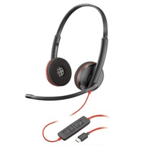 Poly (Plantronics) Blackwire 3220 Stereo Headset, On Ear w/Noise-canceling mic, 118g, Connect to Mobile/Tablet via USB-C/A, Lightweight Metal Headband, Dynamic EQ, Hi-Fi Stereo, Black, 9P7X8AA