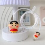 Dezet for iPhone Charger 18-20W Cute Cartoon Charging Cable Protector Set for iPhone Fast Charging USB Cable with Protective Silicone Cover & Organizer Clip Stylish Design (Yellow Red Toy)