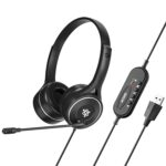 Metaind Meta_MT30 USB Headset with Noise Cancelling Microphone | Wired Headphones for PC Laptop Desktop | Adjustable Mic for Call Center Office | Teams Zoom Meetings