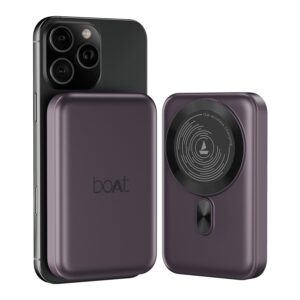 boAt EnergyShroom PB331 (Magsafe) 10000mAh Magnetic Wireless Powerbank, 15W Wireless & 22.5W Wired Charging for (iPhone 16, 15, 14, 13 & 12, Android & Other Qi Enabled Devices) (Purple)