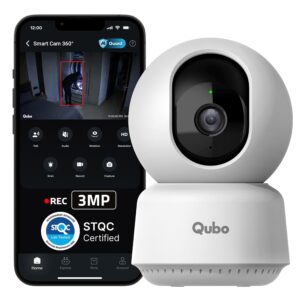 Qubo Smart Cam 360? 3MP | No SD Card Required, Records Directly on Cloud | 2026 Edition - by Hero Group | STQC Certified | AI Person Detection | Intruder Alarm | Night Vision | Two-Way Talk