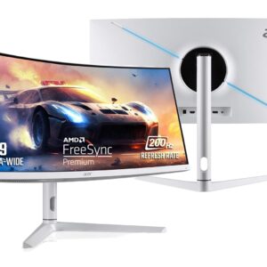 Acer XZ306CX 29.5 Inch Ultrawide 21:9 1500R Curve 2560 X 1080 Backlit LED LCD Monitor I 1 MS VRB I 200Hz Refresh I HDR 400 I DCI-P3 93% I AMD FreeSync I 2xHDMI 1xDP I Stereo Speakers I Eye Care, White