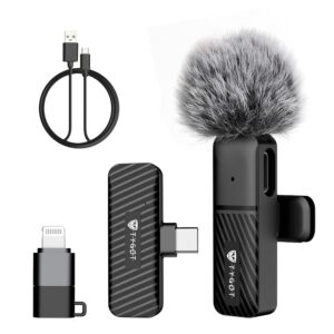 Tygot Nova Voice VM10 Wireless Lavalier Microphone for Android & iPhone, Noise Reduction Clip-On Mic with Type-C Receiver & Lightning Adapter, Plug & Play for Vlogging, YouTube & Video Recording