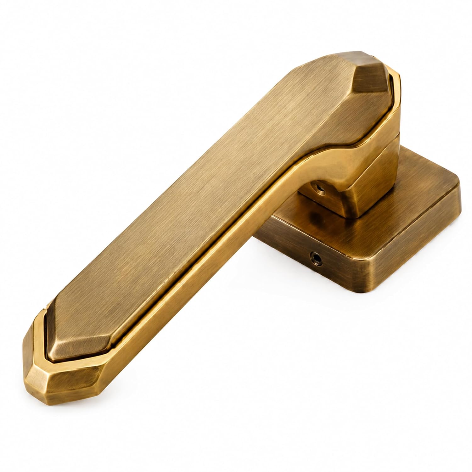 Premium Zinc Alloy Mortise Door Handle Lever for Main Door, Bedroom, Office & Hotel Door Lock Compatible, Heavy Duty Modern Designer Handle, Single Piece Variant (Antique Brass & Gold)