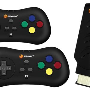 Sameo Micro Genius 2.0 8-Bit HDMI Gaming Console | 800 Built-in HD Games | Plug & Play TV Game Stick | 2 Wireless Controllers | HDMI Compatible | BIS Certified | 6 Months Warranty - Black