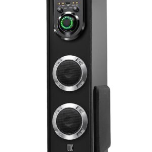 UIC Dj Mini-80W 5.25 Inch Single Bluetooth Party Subwoofer Floor Standing Speaker 3 Inch Dual Satellites with Extreme Bass Mic Slot Aux USB Fm & Remote Control Black (UIC-TWR-5103)