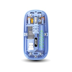 Acer Clearview Wireless Mouse, Dual Mode Bluetooth 5.2 & 2.4GHz, Rechargeable 500mAh Battery, RGB Lighting, 3200 DPI Adjustable, Silent Portable Mouse for Laptop, PC, Mac & Tablet, Blue