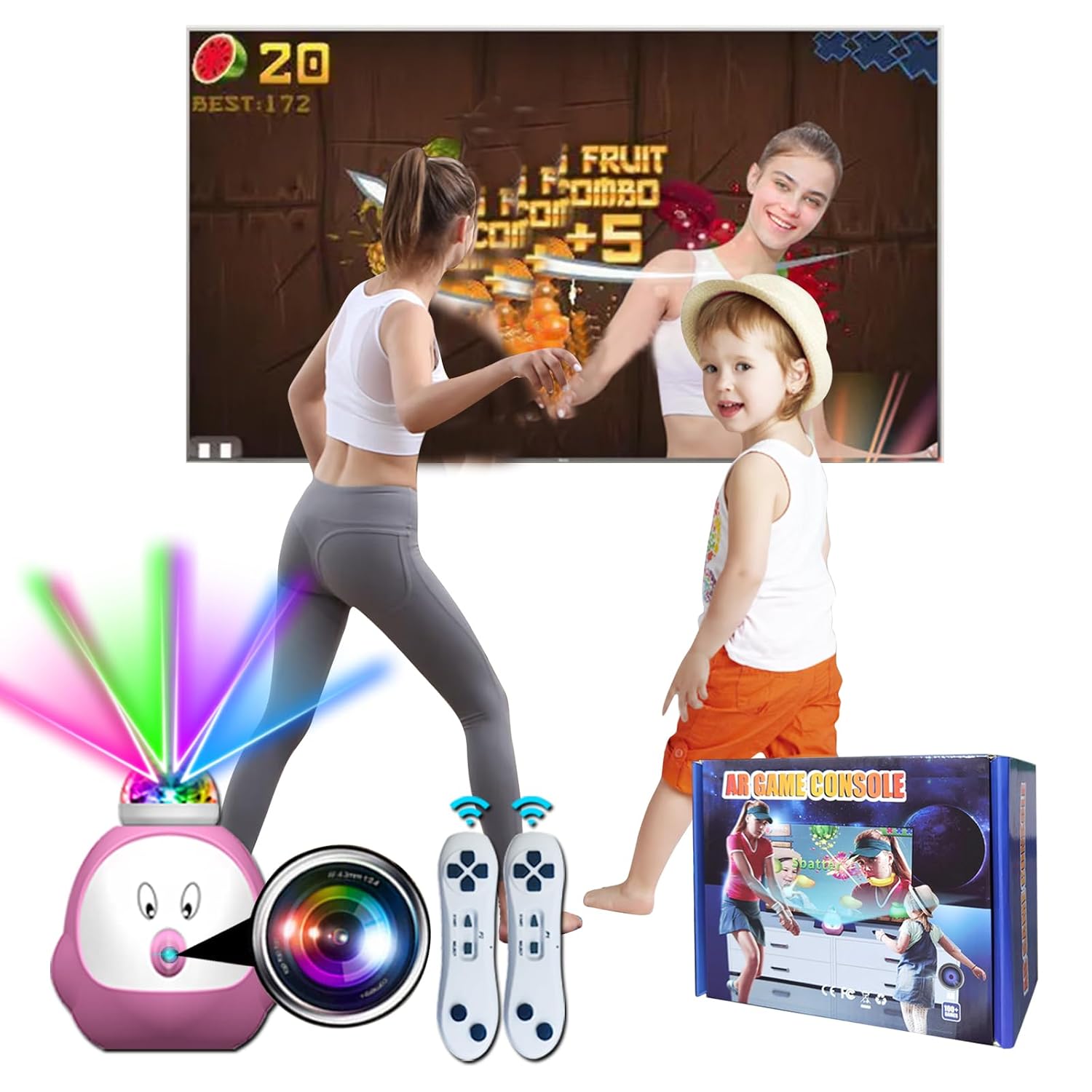 TV Game Console with 100+ Games, 2 Wireless Controllers, HDMI Plug & Play - Includes 30 Sportsgame & 17 AR Games - Birthday Christmas Xmas Gifts for Girls Boys , Age 3+
