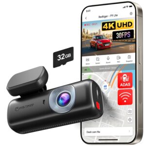 REDTIGER 4K Front Dash Cam for Car, ADAS, with 32GB Memory Card, Built-in WiFi&GPS, Car Camera with G Sensor, Loop Recording, Smart App Control, Night View, 24/7 Parking Mode(F9 Lite)