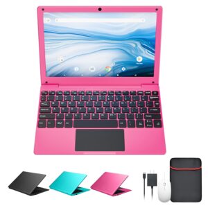 10.1 Inch Mini Netbook, Quad-Core Processor Laptop Computer, 2GB Memory 64GB Storage Android 12 Portable Notebook Built-in Webcam, WiFi & Bluetooth Keyboard & Mouse for Home Schooling & Office Work