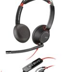 Plantronics Poly Blackwire 5220 Stereo USB-C On Ear Wired Headphones Headset +3.5mm Plug +USB-C/A Adapter