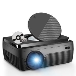 AcmyslaT DVD Projector Portable Built in DVD Player HD 1080P Supported Movie Projector for Outdoor Use Compatible with HDMI, USB, AV, TF, VGA, TVStick, Black