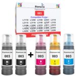 003 Compatible Ink for Epson Printer L1110 L3100 L3101 L3110 L3115 L3116 L3150 L3151 L3152 L3156 L5190 (003 Ink Set + 1 Black Extra)