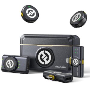Hollyland Lark M2 Wireless Microphone for iPhone/Camera/Android/PC, 48kHz/24-bit High Fidelity Audio, 300m Range, Noise Cancelling, 40h Use, YouTube, Vlog, Streaming (2TX + 3RX + Charging Case)