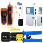 COOLCOLD RJ45 Crimping Tool with Wire Tracker Tester, RJ11 RJ45 Line Finder & LAN Cable Tester, Pass Through Cat5 Cat5e Cat6 Network Crimper Kit with Remote Cable & Stripper