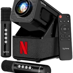 Lifelong Electronics ROAR Projector with 2 Mics | Booming 20W Speakers | Cricket Commentary, Karaoke Party & Room Cinema | 1080P & 4K Ultra HD Support | All Android OTT Apps | Ultra Bright 150? Screen