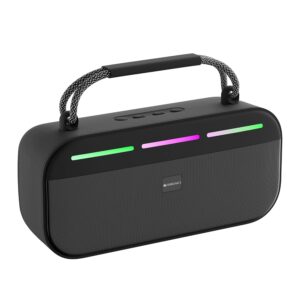 Zebronics Sound Feast 45 Portable Bluetooth Speaker, 20W RMS, Up to 5h Playback, 6.6cm Driver, Deep Bass, 4 RGB Modes, BT v5.4, USB, mSD, TWS, Type-C Charging, Carry Handle (Black)