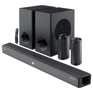 ZEBRONICS Juke BAR 9775, Dolby Soundbar, 650 Watts, 5.2.2 Surround, Dolby Atmos, Dual Wireless Subwoofer & Rear Satellites, 5 Driver Soundbar, BTv5.3| HDMI (eARC) | Optical | USB | AUX