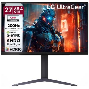 LG 27GS75Q 68.47 cm (27 Inch) Ultragear QHD (2560x1440) IPS Gaming Monitor w/ 180Hz (O/C 200Hz), 1ms (GtG), HDR10, NVIDIA G-SYNC Compatible, AMD FreeSync, 2xHDMI, Tilt/Height/Pivot Adjustable (Black)