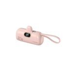 One Life VoltGo Power Bank, 5000mAh, 22.5W Fast Charging, Built-in Cables, LED Display, Black (Pink)