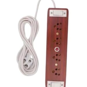 4 Pin Wooden Extension Board with 2 Individual Switches Mahogany